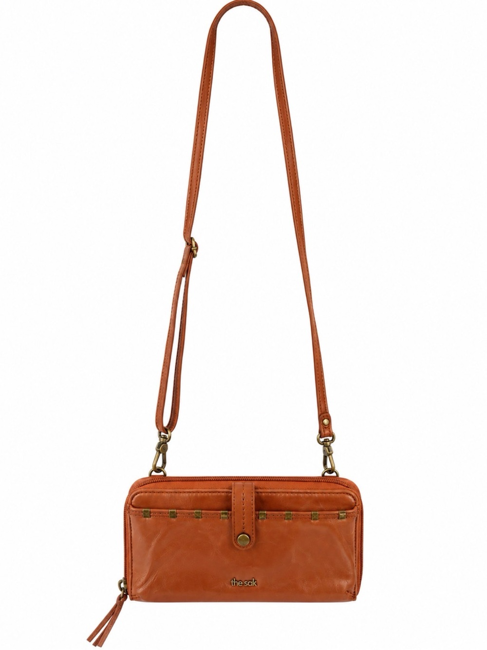The Sak Leather Crossbody Wallet in  Cognac Brown NWOT